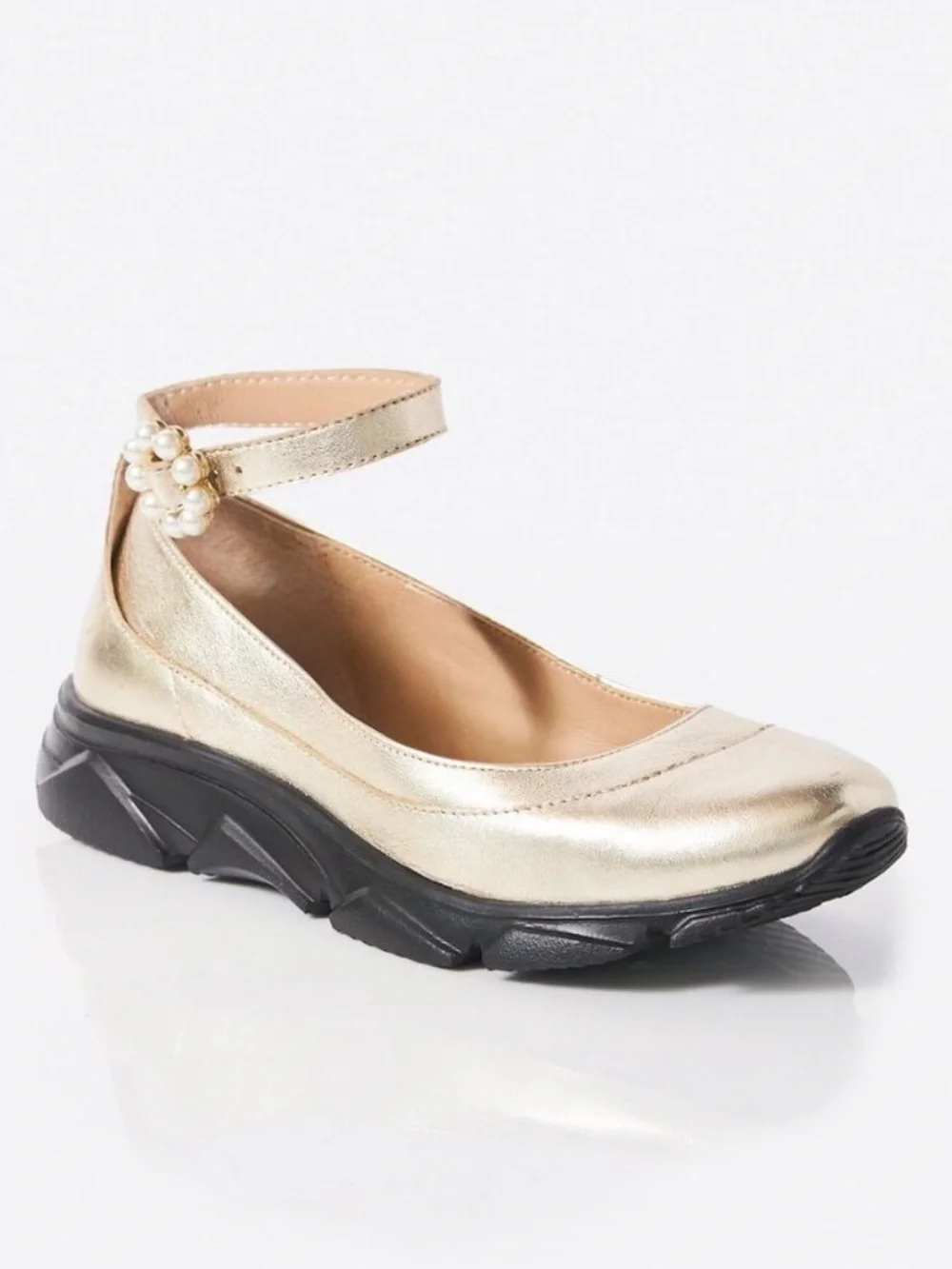 Free people Adventure leather Ballet Sneakers in gold
